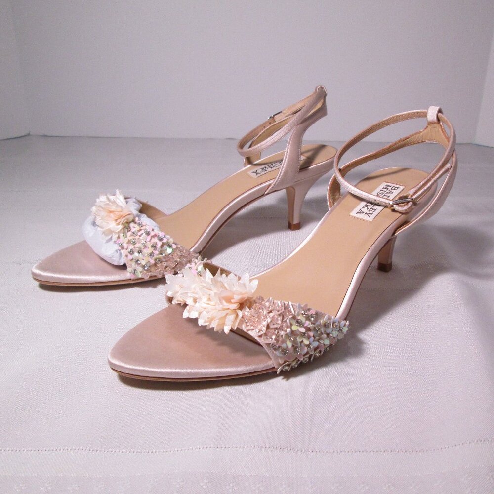 🌸 Badgley Mischka Embellished Satin Ankle-Strap Heels 🌸 - Picture 2 of 7